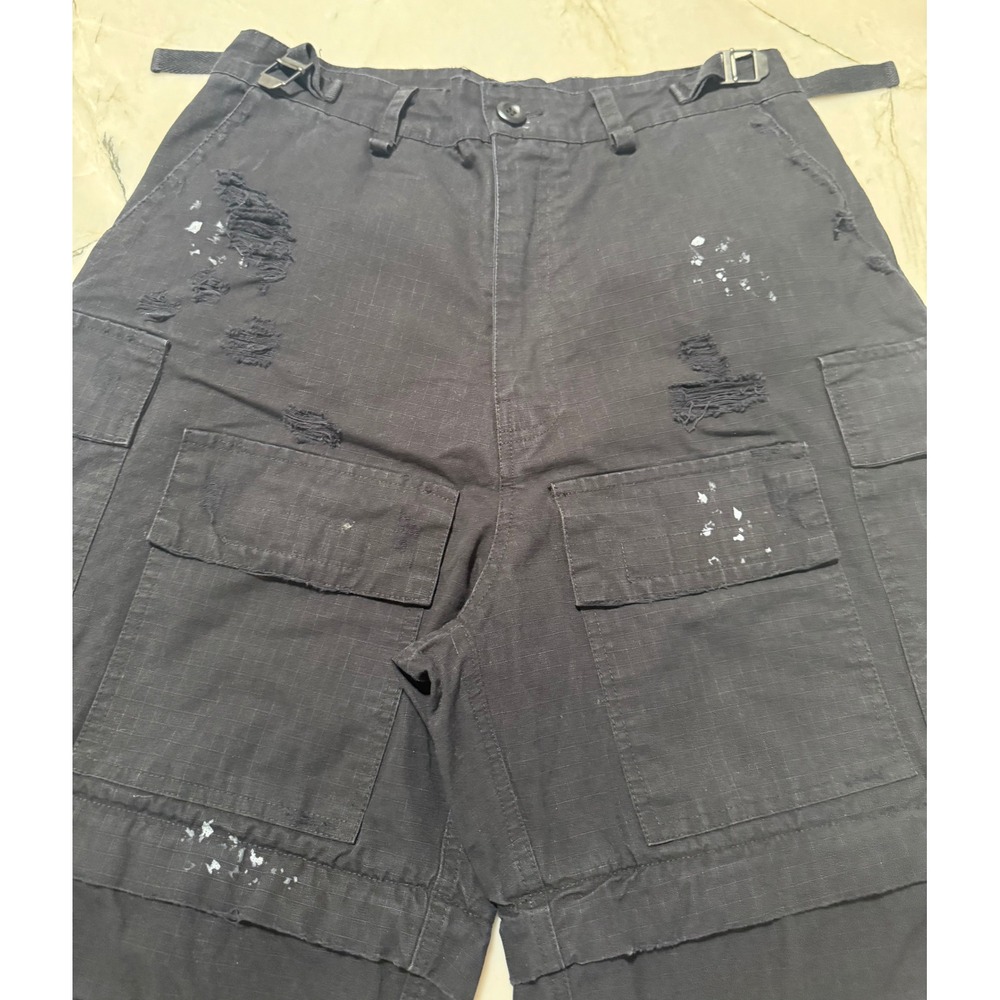 Balenciaga Unisex XS Convertible Cargo Pants Distressed Paint Splatter Utility - Picture 5 of 16